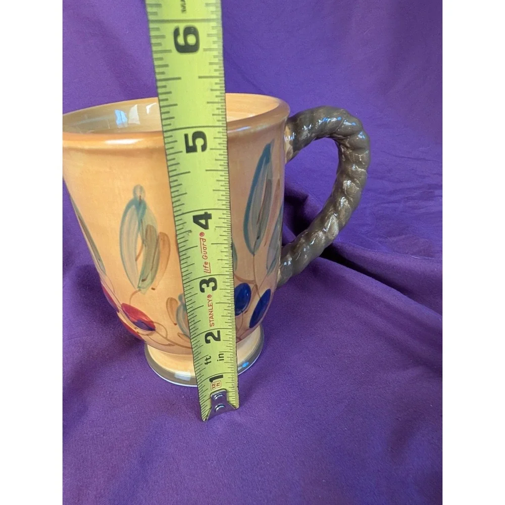 Gibson BISTRO ITALIA 2 Mugs Olive Branch Rope Handles Hand Painted 16oz